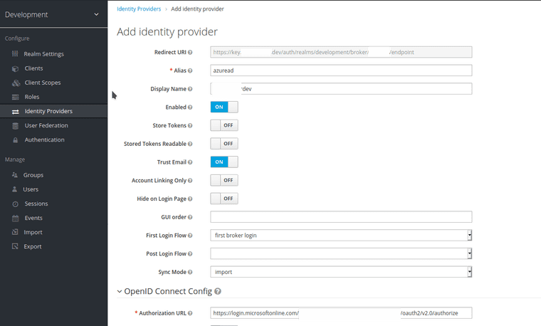 New Keycloak identity provder registration