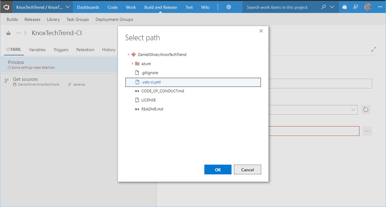 VSTS YAML Select2