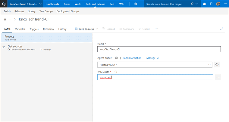 VSTS YAML Select2
