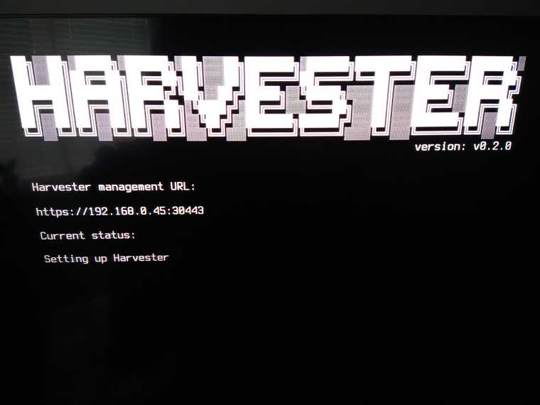 Harvester being setup
