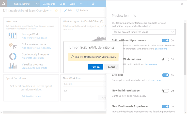 VSTS YAML Feature